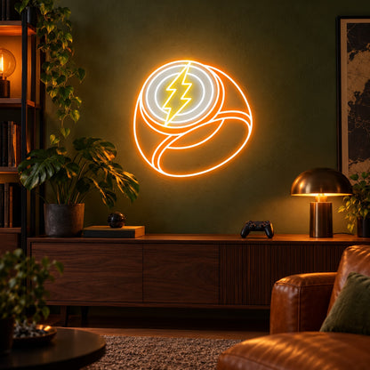 Lightning Bolt Ring LED Neon Sign - advertising view