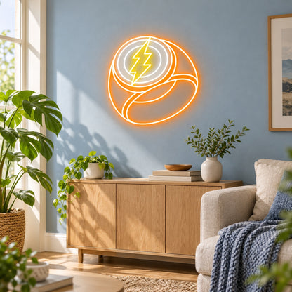 Lightning Bolt Ring LED Neon Sign - lifestyle view