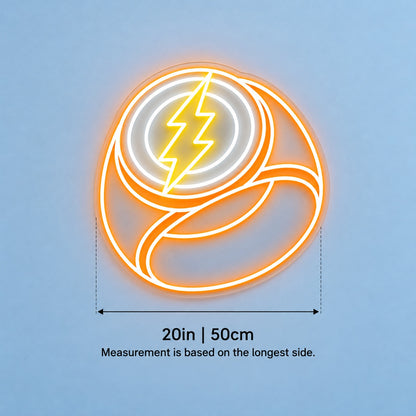 Lightning Bolt Ring LED Neon Sign - size guide