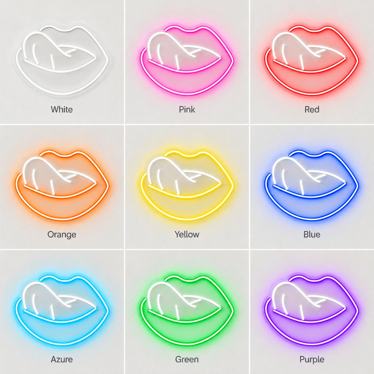 Lips And Tongue LED Neon Sign - nine-color grid