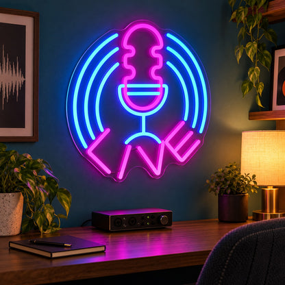 Live Microphone LED Neon Sign - advertising view