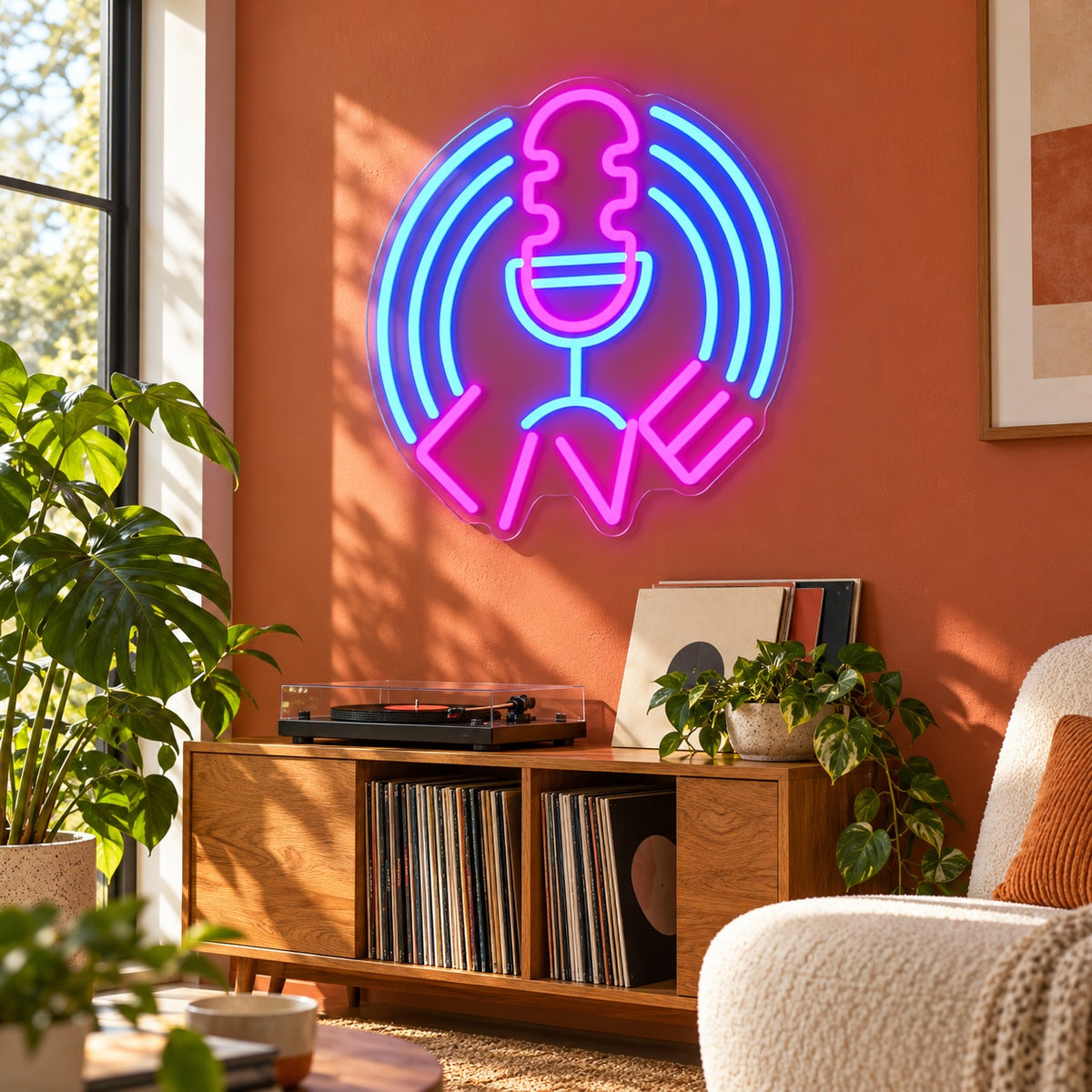 Live Microphone LED Neon Sign - lifestyle view