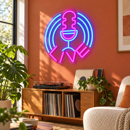 Live Microphone LED Neon Sign - lifestyle view