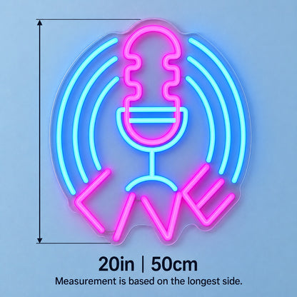 Live Microphone LED Neon Sign - size guide