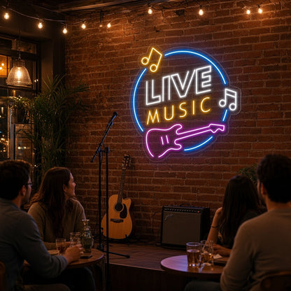 Live Music Guitar LED Neon Sign - advertising view