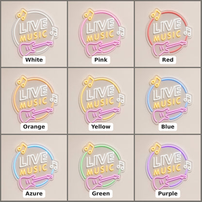 Live Music Guitar LED Neon Sign - nine-color grid