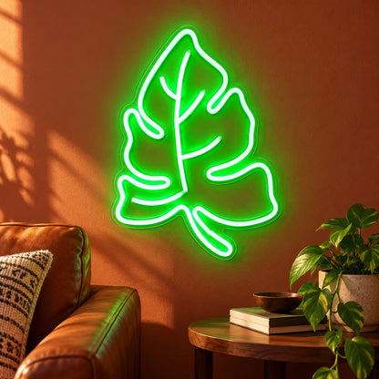 Lobed Tropical Leaf LED Neon Sign - advertising view