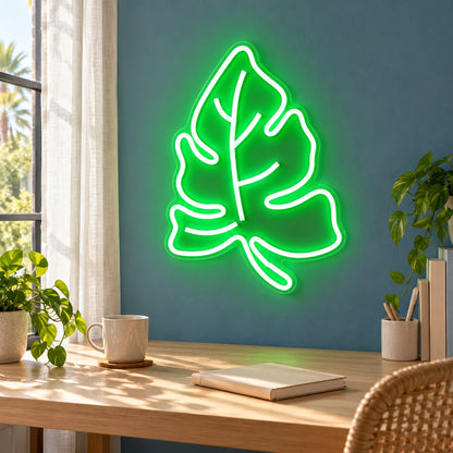 Lobed Tropical Leaf LED Neon Sign - lifestyle view