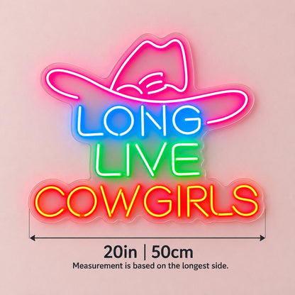 Long Live Cowgirls LED Neon Sign - size guide