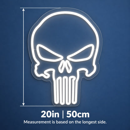 Long Toothed Skull LED Neon Sign - size guide