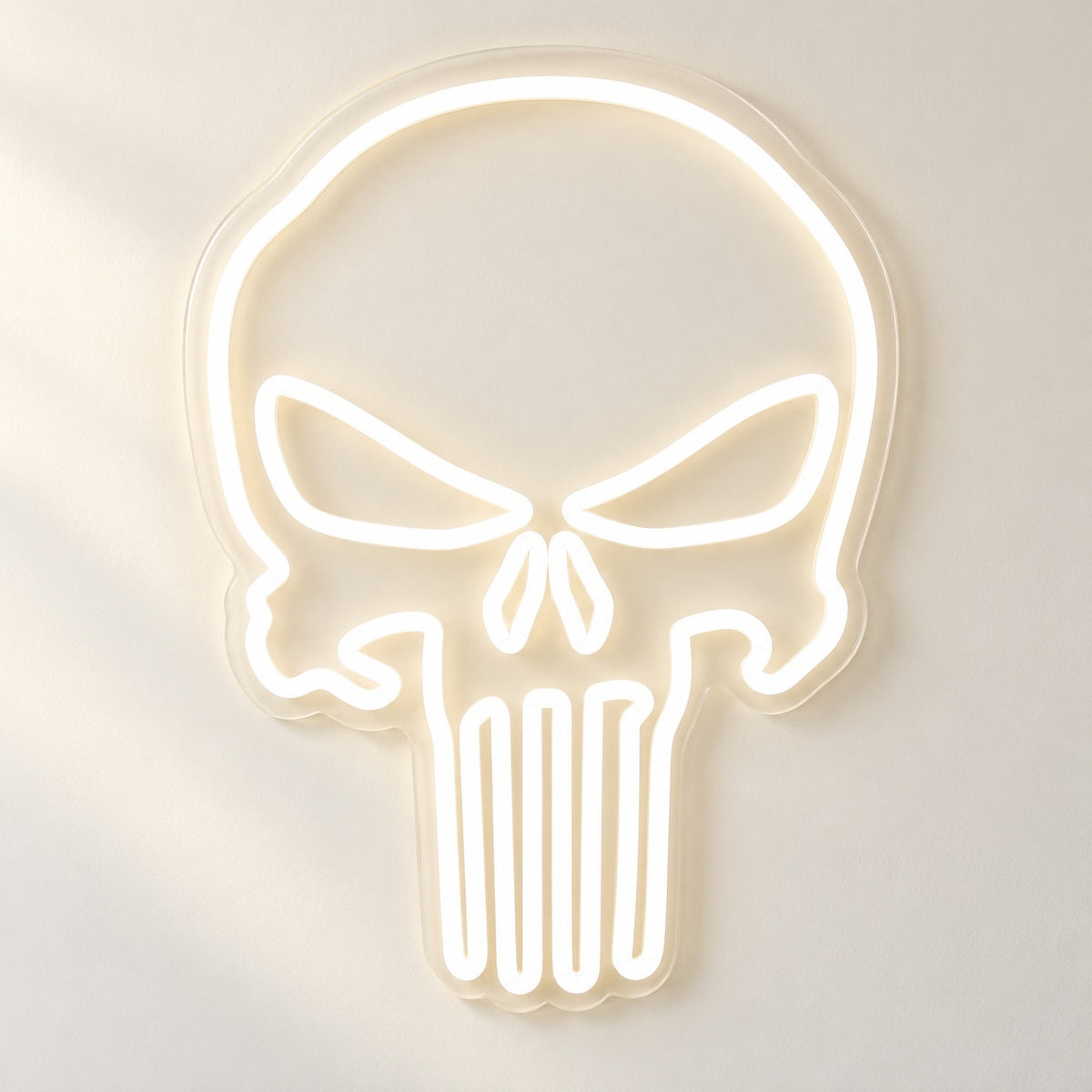Long Toothed Skull LED Neon Sign - natural light view