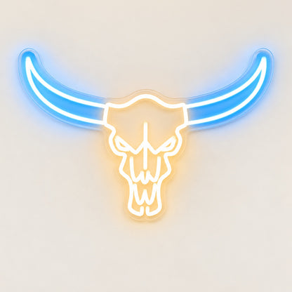 Longhorn Bull Skull LED Neon Sign - natural light view