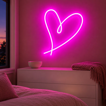 Looped Heart LED Neon Sign - advertising view