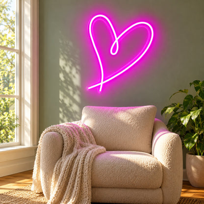 Looped Heart LED Neon Sign - lifestyle view