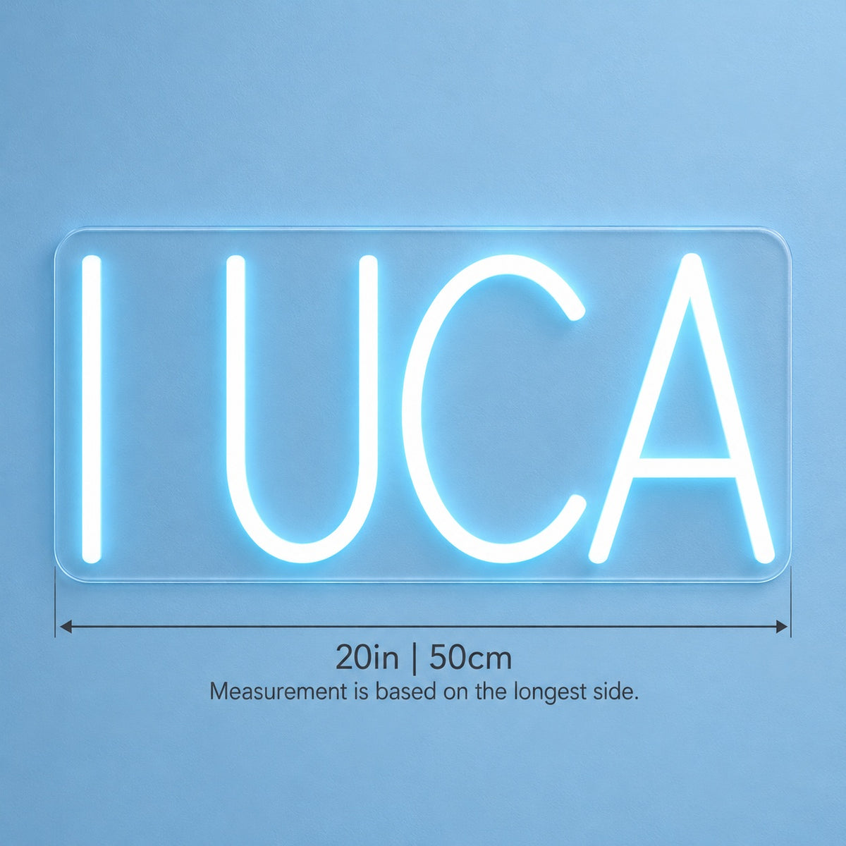 Luca LED Neon Sign - size guide
