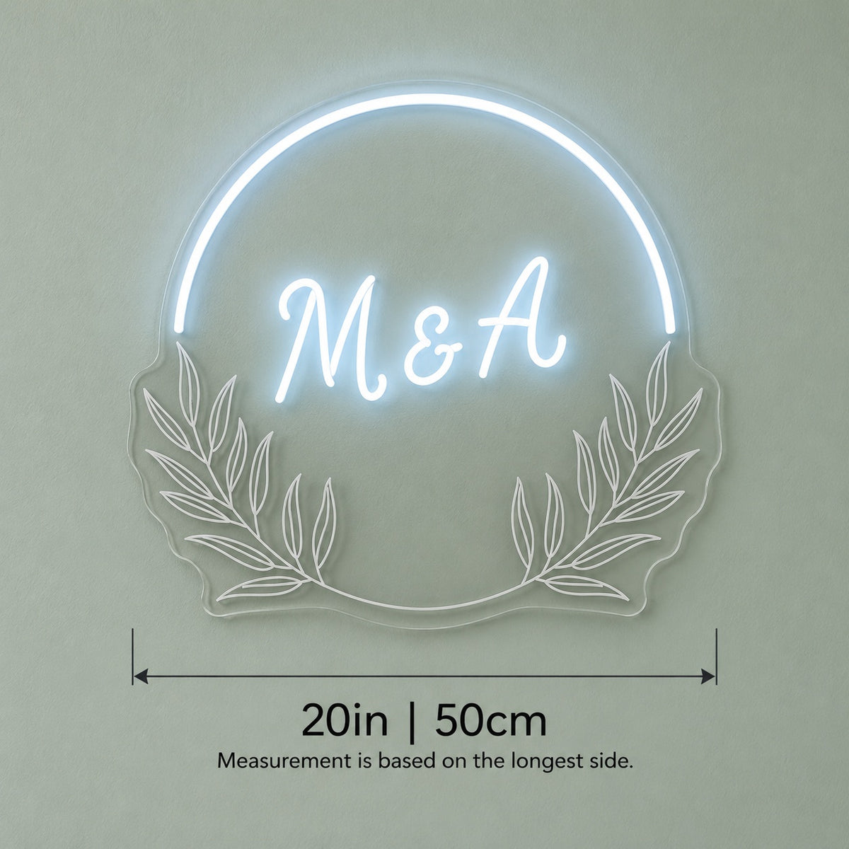 M & A LED Neon Sign - size guide