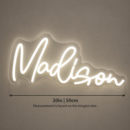 Madison LED Neon Sign - size guide