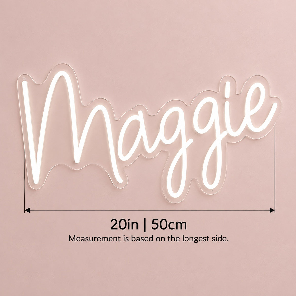 Maggie LED Neon Sign - size guide