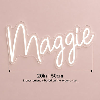Maggie LED Neon Sign - size guide