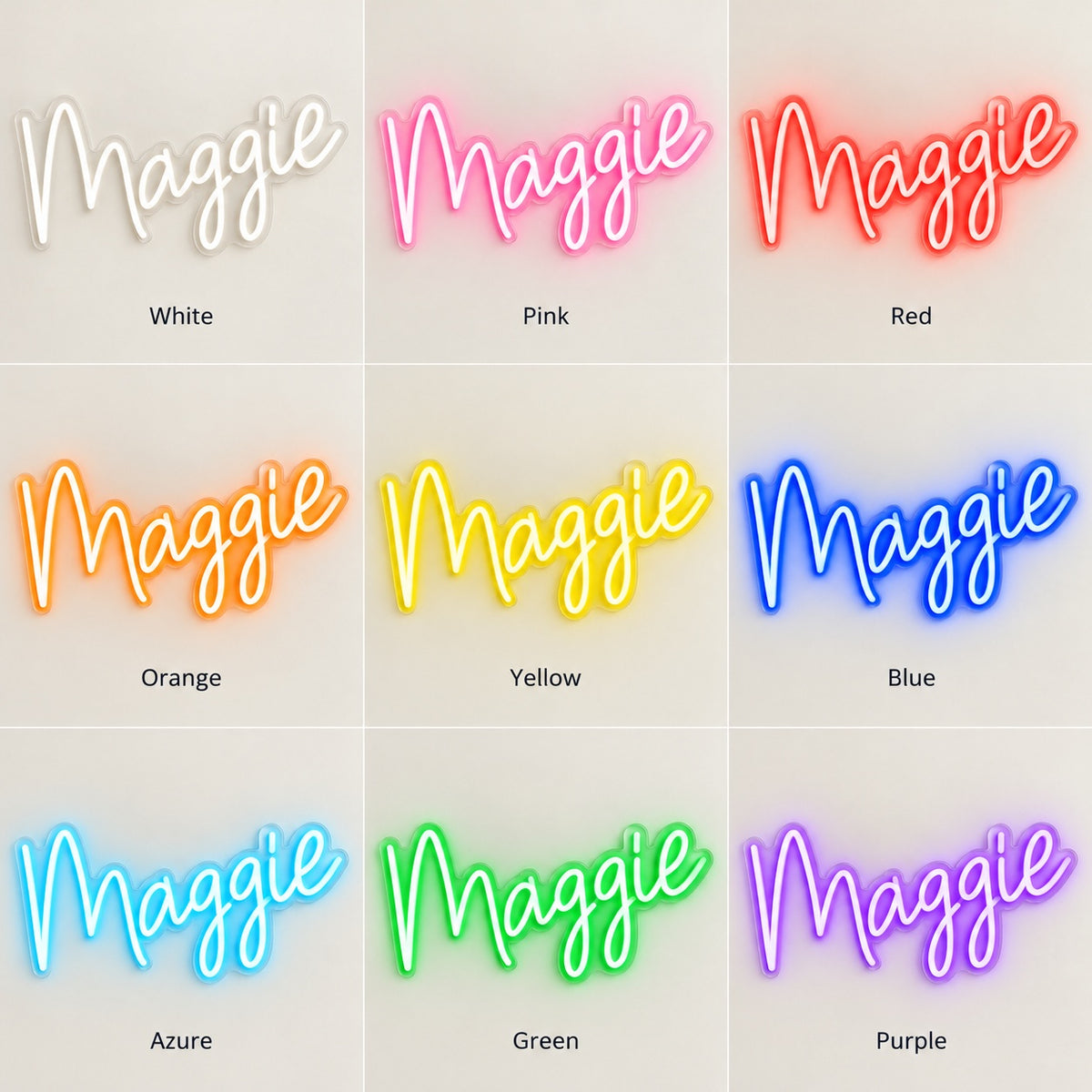 Maggie LED Neon Sign - nine-color grid