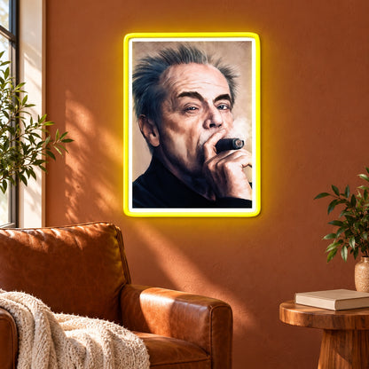 Man Smoking Cigar Portrait LED Neon Sign - lifestyle view