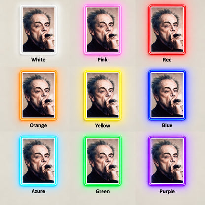 Man Smoking Cigar Portrait LED Neon Sign - nine-color grid