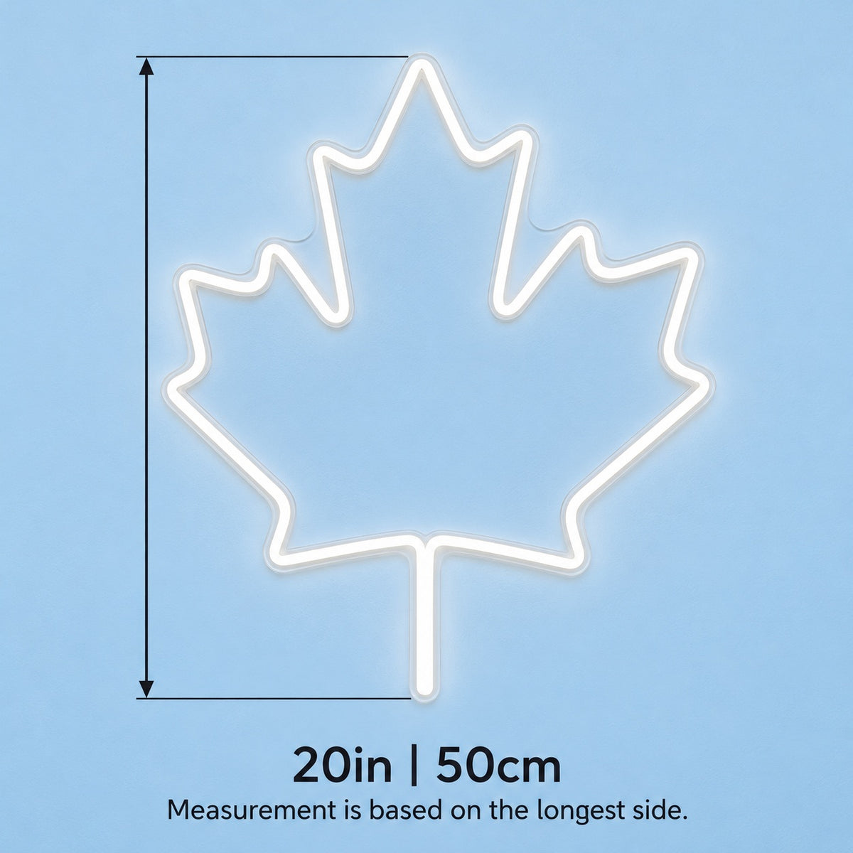 Maple Leaf LED Neon Sign - size guide