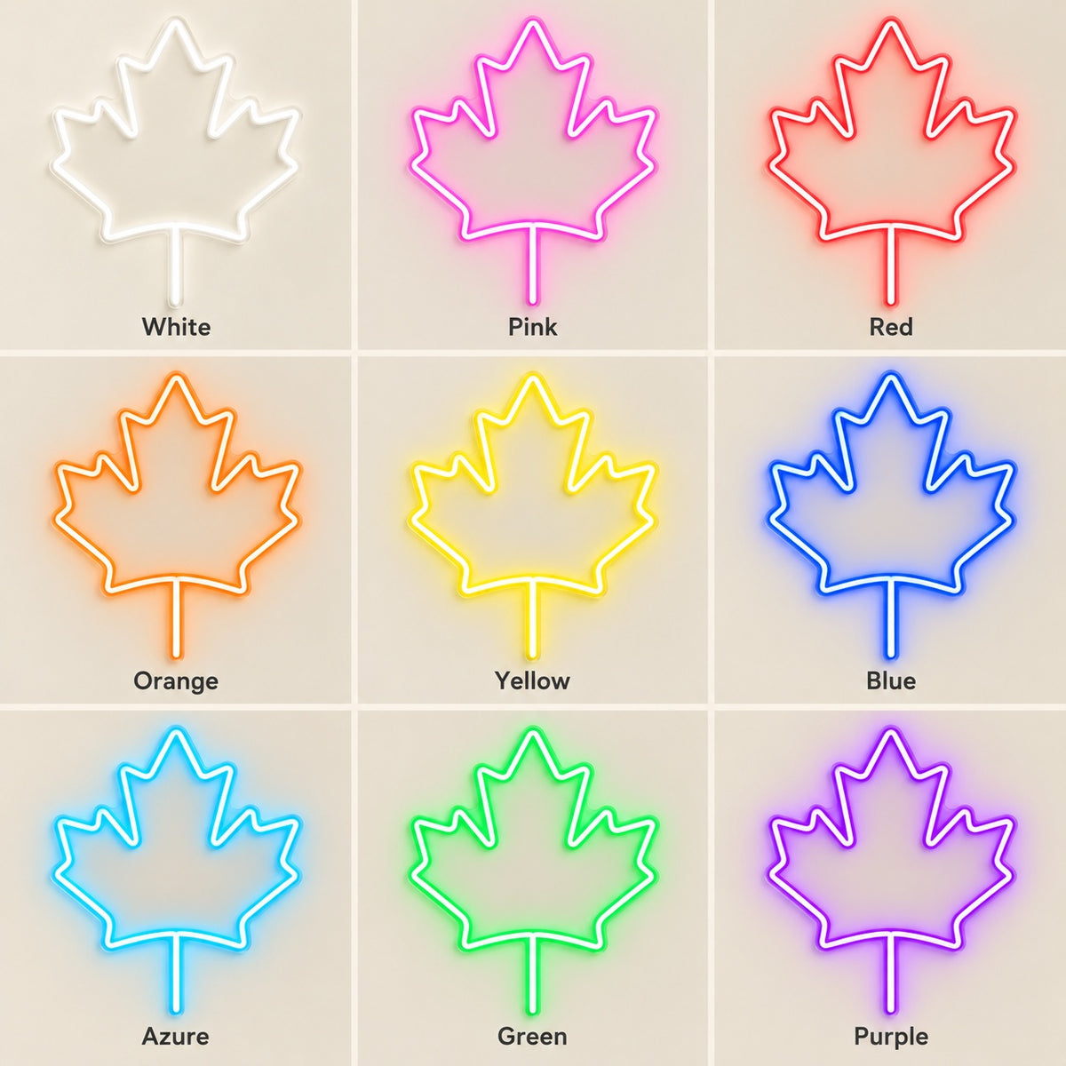 Maple Leaf LED Neon Sign - nine-color grid