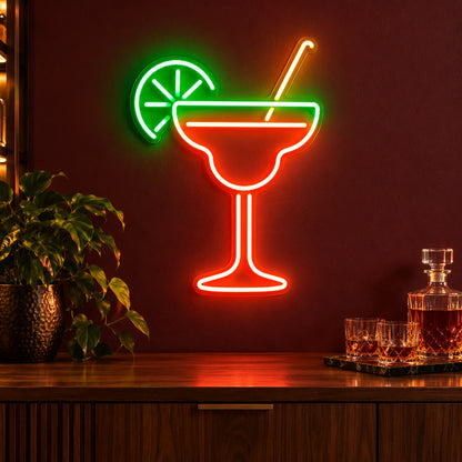 Margarita Glass with LED Neon Sign - advertising view