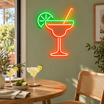Margarita Glass with LED Neon Sign - lifestyle view