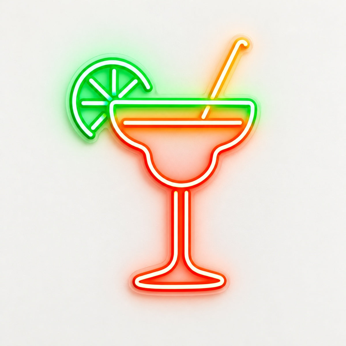 Margarita Glass with LED Neon Sign - natural light view