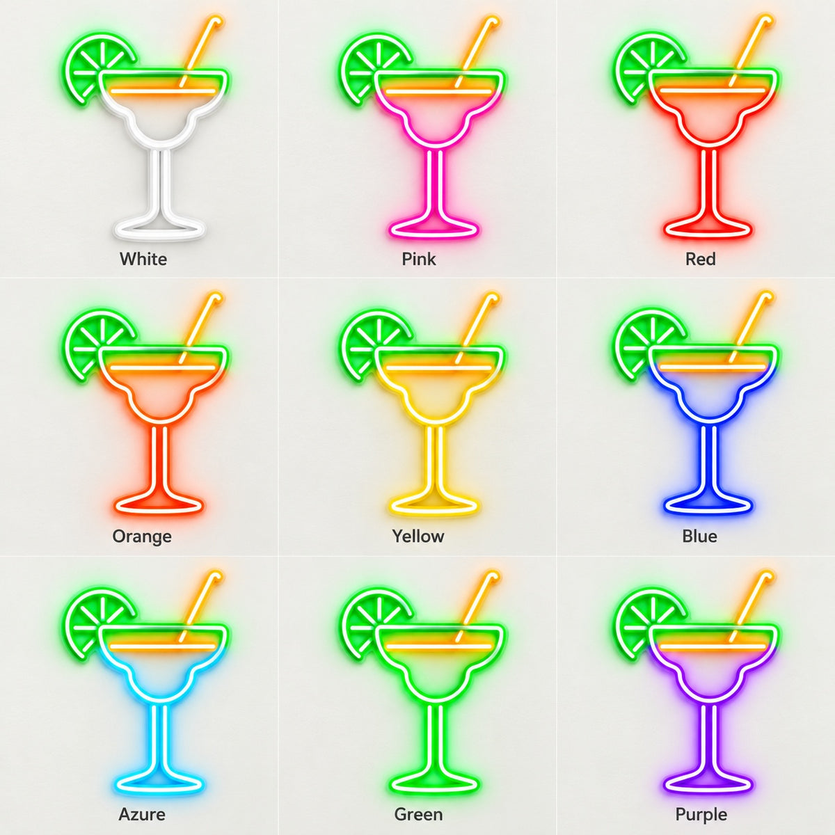 Margarita Glass with LED Neon Sign - nine-color grid
