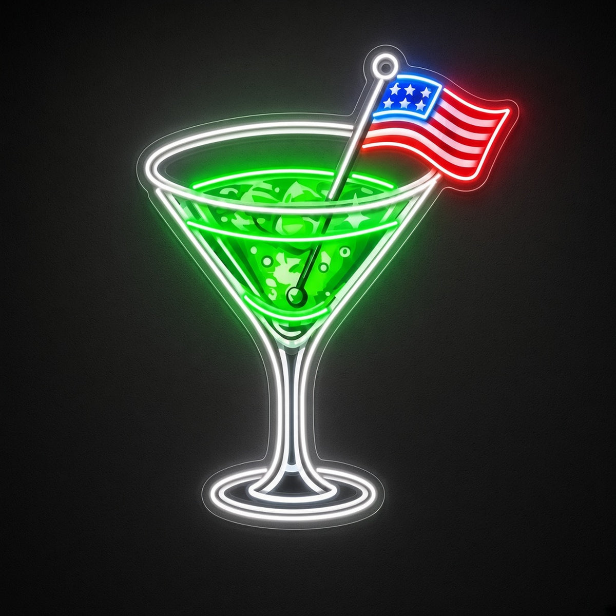 Martini Glass American Flag Cocktail for Home Bar LED Neon Sign - product hero