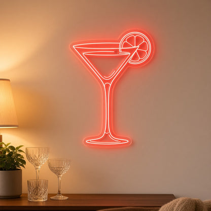 Martini Glass Cocktail with Citrus Slice for Home Bar Decor LED Neon Sign - lifestyle view