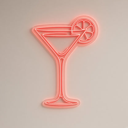Martini Glass Cocktail with Citrus Slice for Home Bar Decor LED Neon Sign - natural light view
