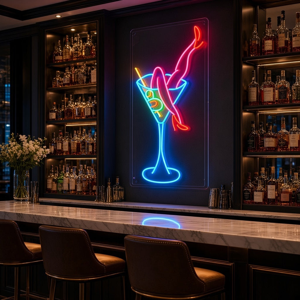 Martini Glass With Legs LED Neon Sign - advertising view