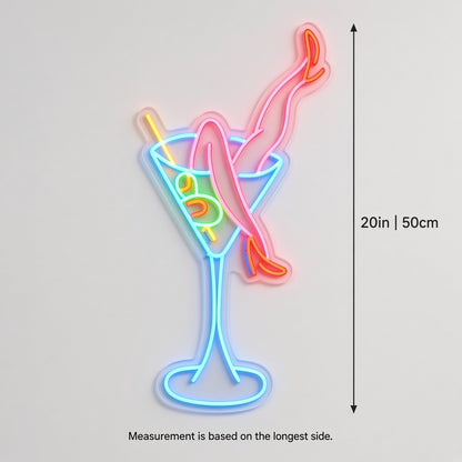 Martini Glass With Legs LED Neon Sign - size guide