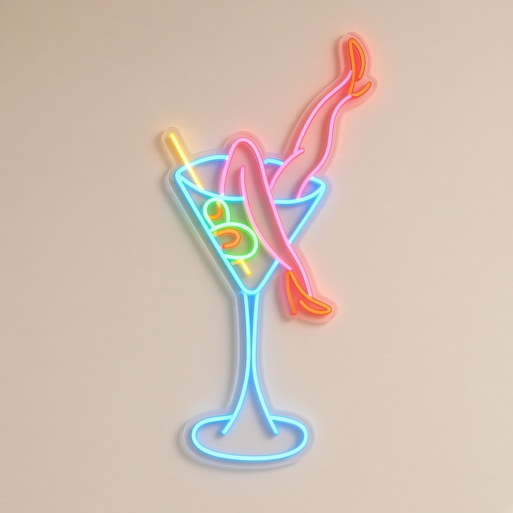Martini Glass With Legs LED Neon Sign - natural light view