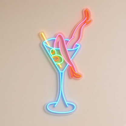 Martini Glass With Legs LED Neon Sign - natural light view