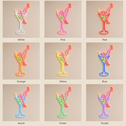 Martini Glass With Legs LED Neon Sign - nine-color grid