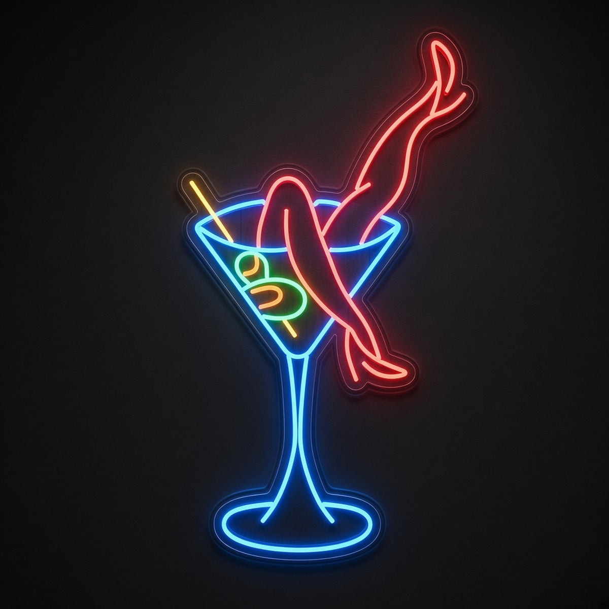 Martini Glass with Legs Retro Pin Up Cocktail for Bar Lounge LED Neon Sign - product hero