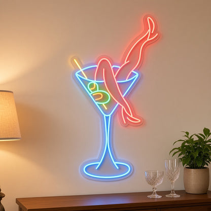 Martini Glass with Legs Retro Pin Up Cocktail for Bar Lounge LED Neon Sign - lifestyle view