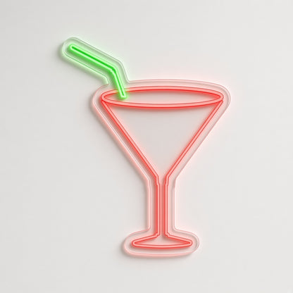 Martini Glass with Straw LED Neon Sign - natural light view