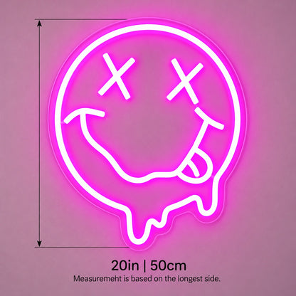 Melting Tongue Out Face LED Neon Sign - size guide