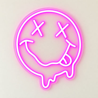Melting Tongue Out Face LED Neon Sign - natural light view