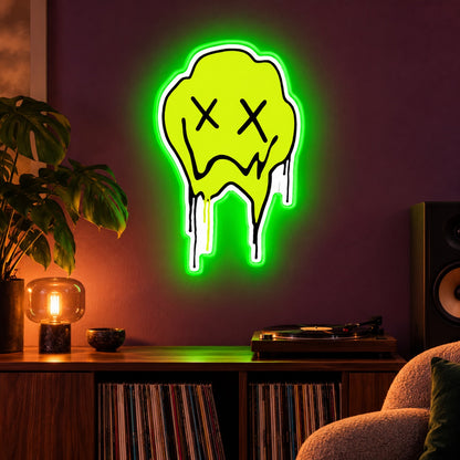 Melting X Eyes Face LED Neon Sign - advertising view