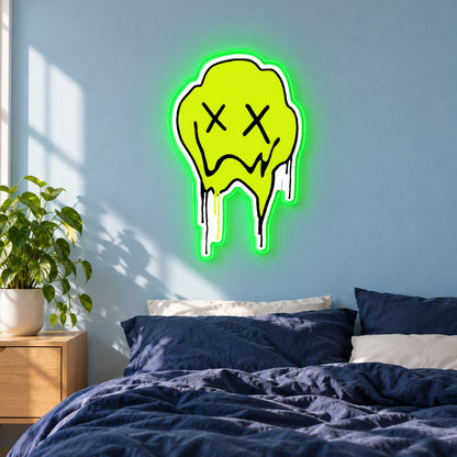 Melting X Eyes Face LED Neon Sign - lifestyle view