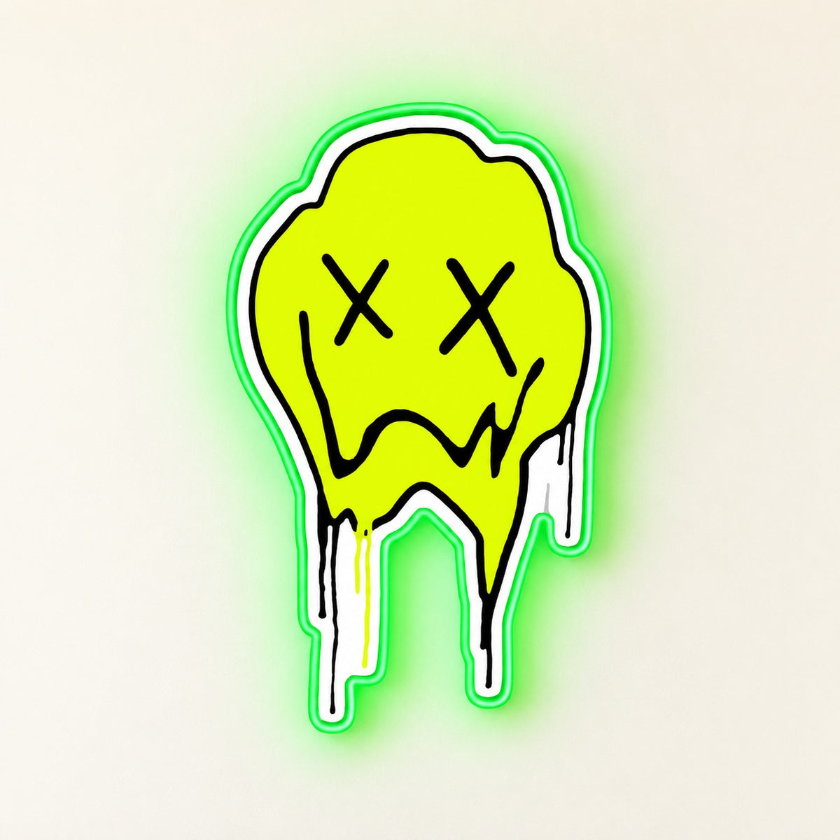 Melting X Eyes Face LED Neon Sign - natural light view