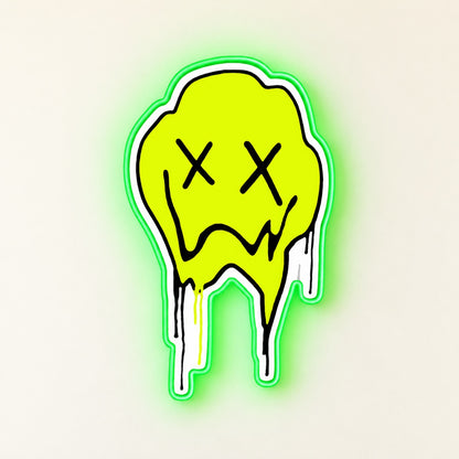 Melting X Eyes Face LED Neon Sign - natural light view