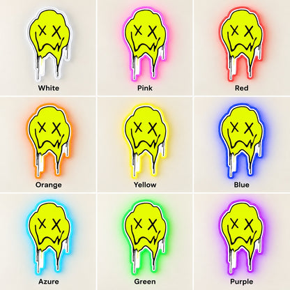 Melting X Eyes Face LED Neon Sign - nine-color grid